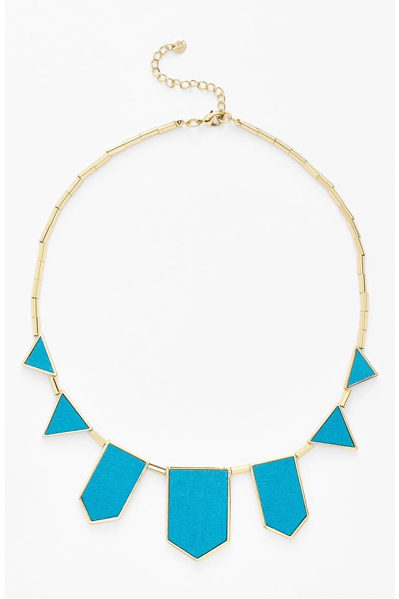 Leather Station Necklace, Main, color, TEAL