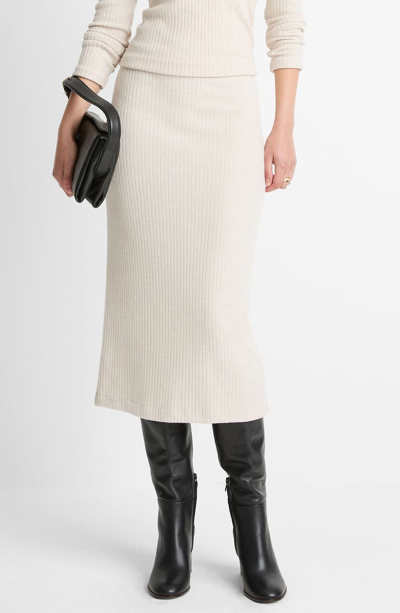 Vince Cozy Rib Skirt, Main, color, Heather Cream Oat