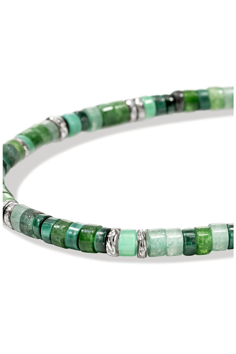 Heishi Bracelet, Hardstones, Sterling Silver, Alternate, color, GREEN