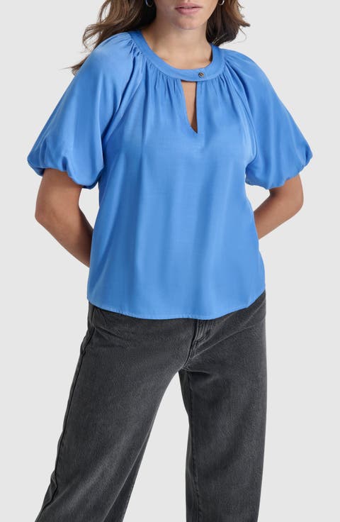 Bubble Sleeve Satin Top