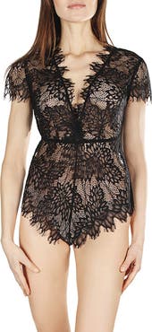 MeMoi Ava Sheer Lace Romper