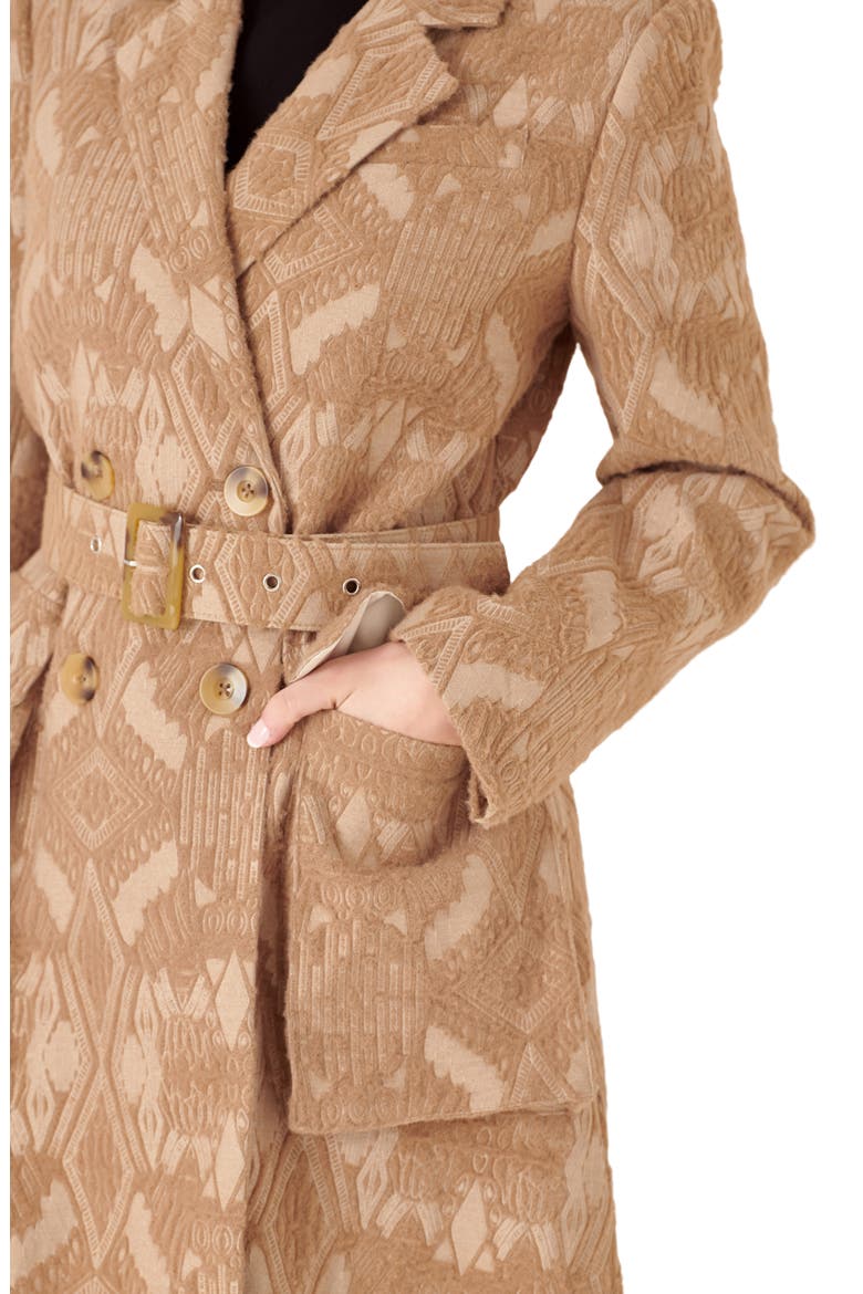 Brocade Swing Coat, Alternate, color, CAMEL