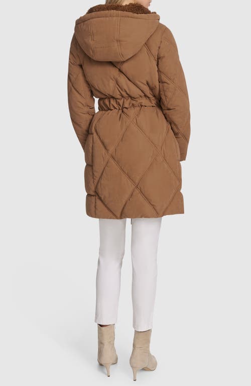 Andrew Marc Hollis Belted Faux Fur Lined Parka In Brown