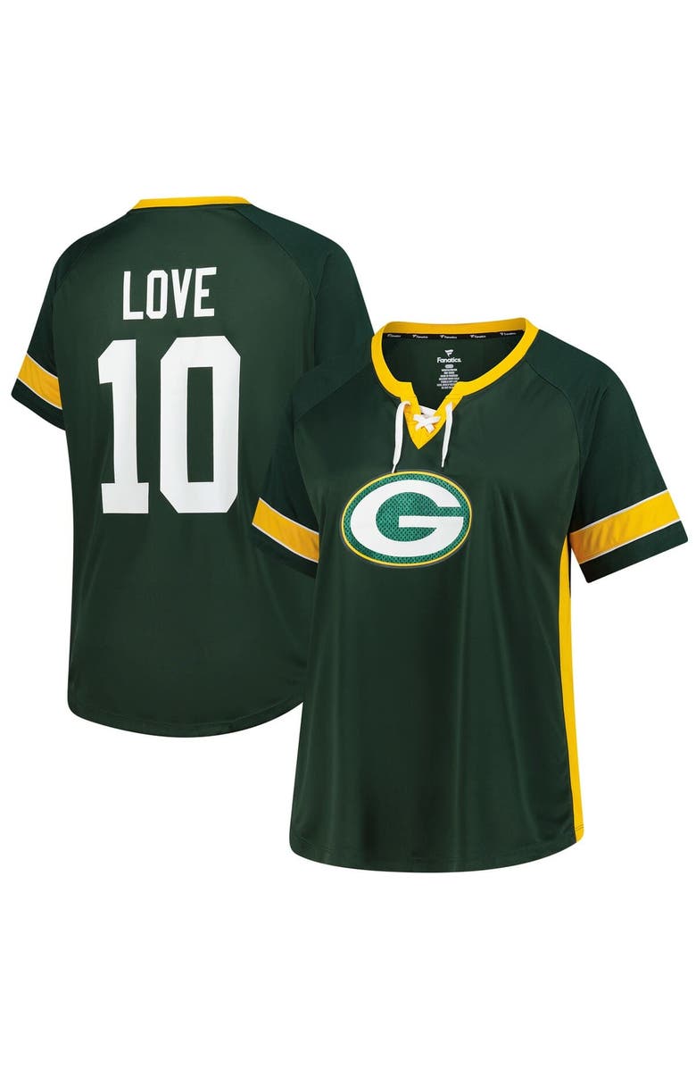 FANATICS Women's Fanatics Jordan Love Green Green Bay Packers Plus Size Name & Number Lace-Up T-Shirt, Alternate, color, Green