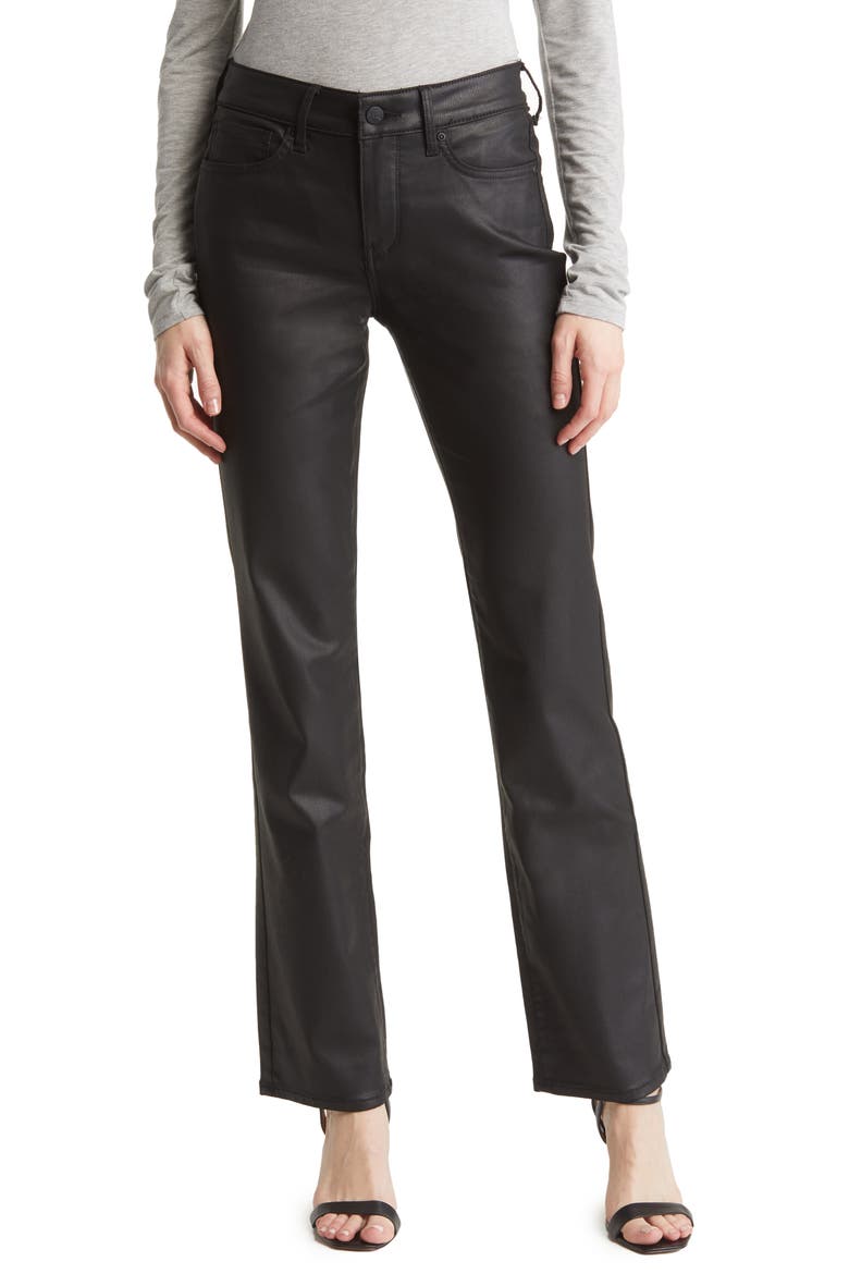 Marilyn Coated Straight Leg Jeans, Main, color, BLACK COATED