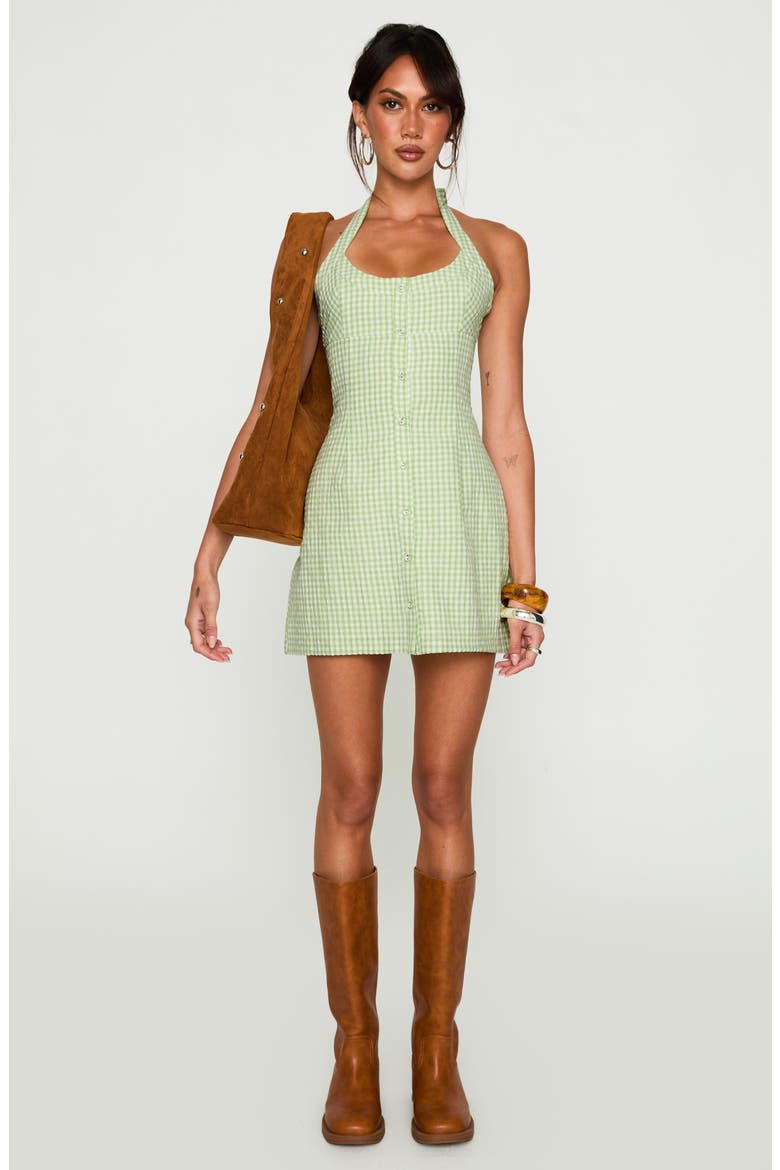 Mallorie Halter Minidress, Alternate, color, GREEN CHECK