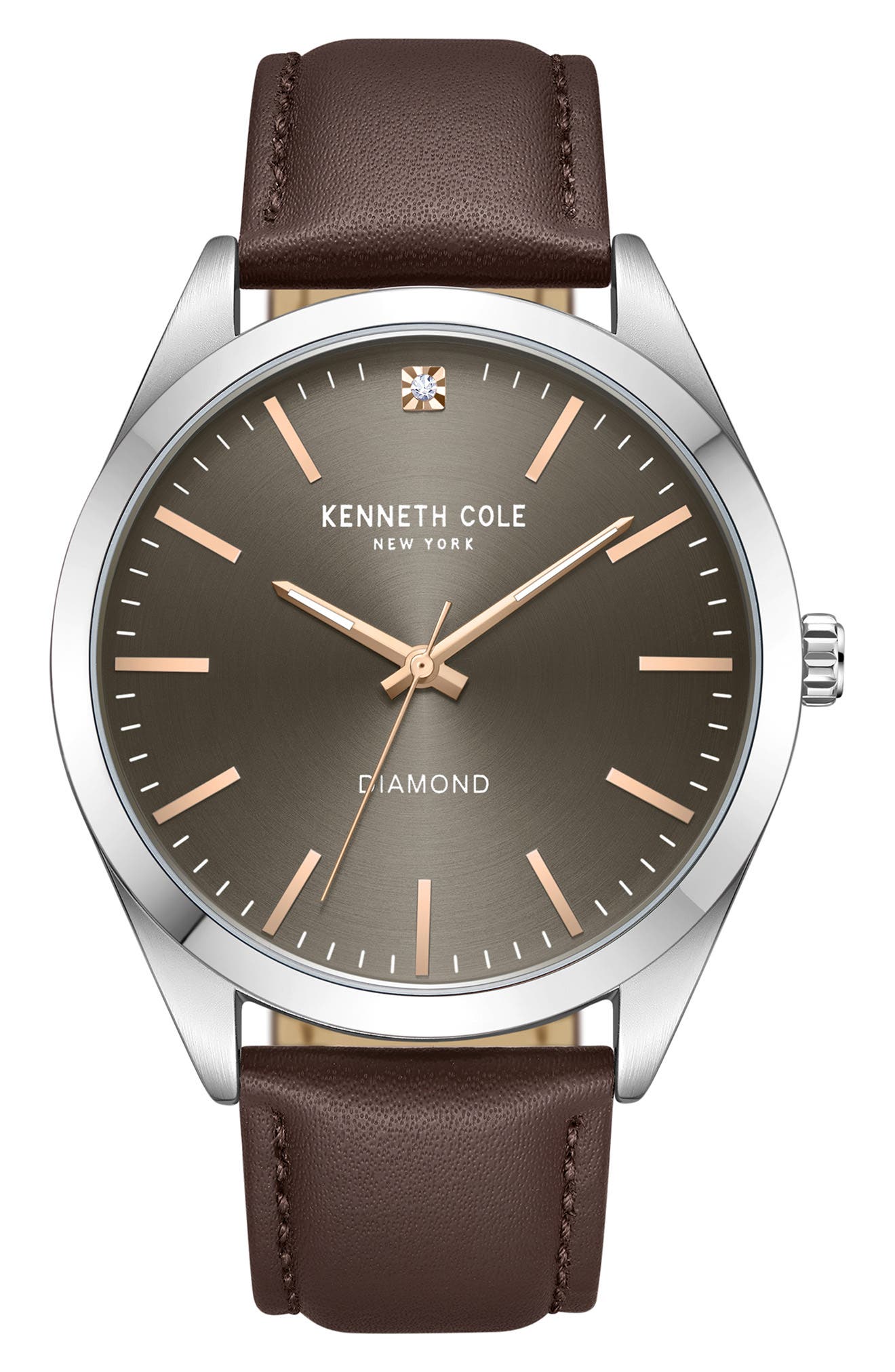 Kenneth Cole New York Diamond Leather Strap Watch, 44mm - 0.005ct.