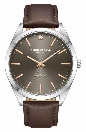 Kenneth Cole New York Diamond Leather Strap Watch, 44mm - 0.005ct.