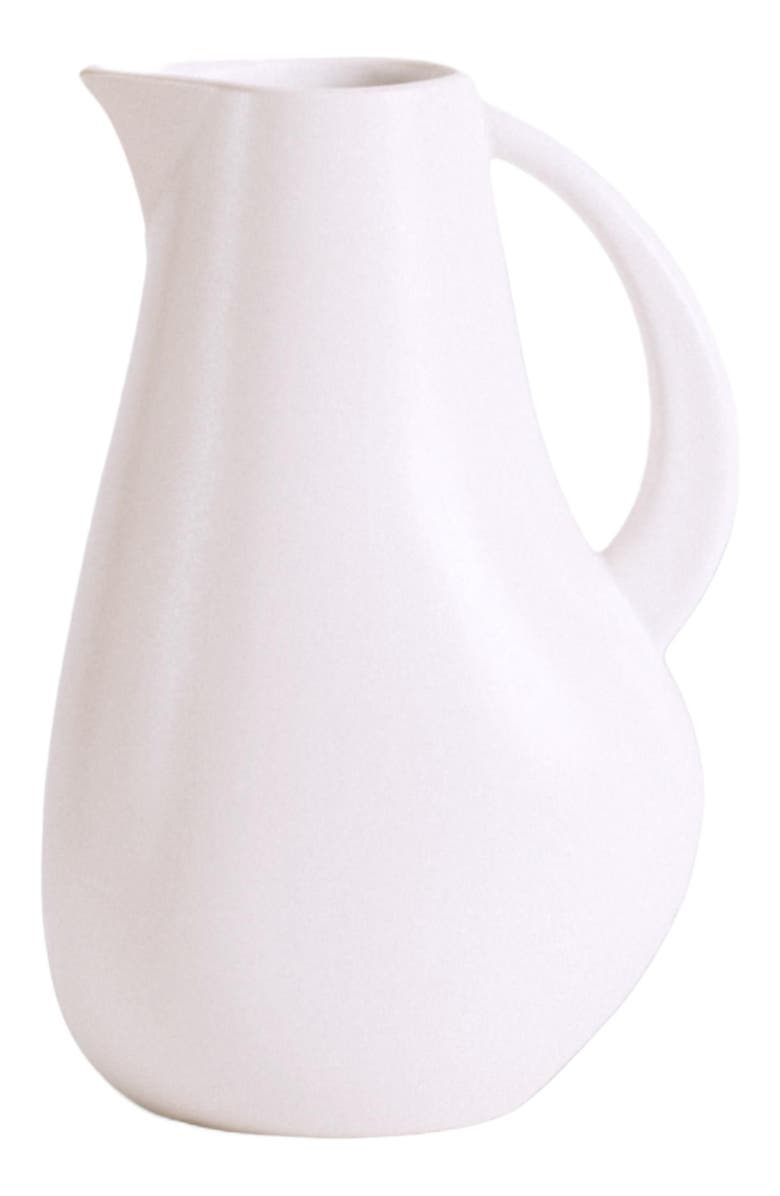 Gharyan Stoneware Pitcher Kuduo, Main, color, White