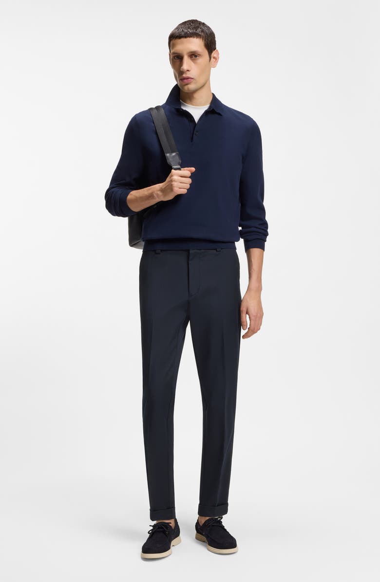 BOSS Kane Flat Front Straight Leg Pants, Alternate, color, Dark Blue