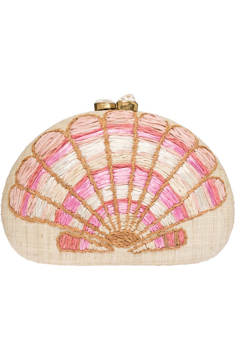 Rafe New York Berna Dome Clutch, Main, color, Natural / Coral