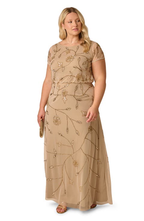 Beaded Blouson Gown