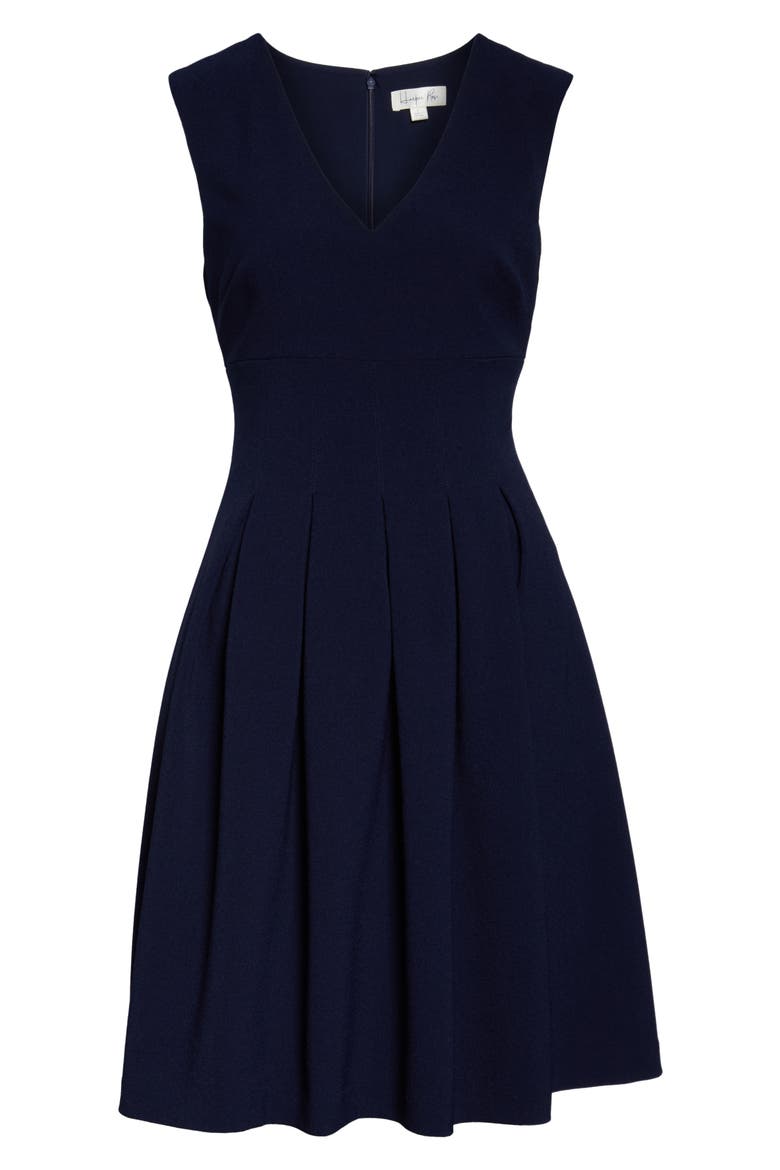 Sleeveless Crepe Fit & Flare Dress, Alternate, color, NAVY