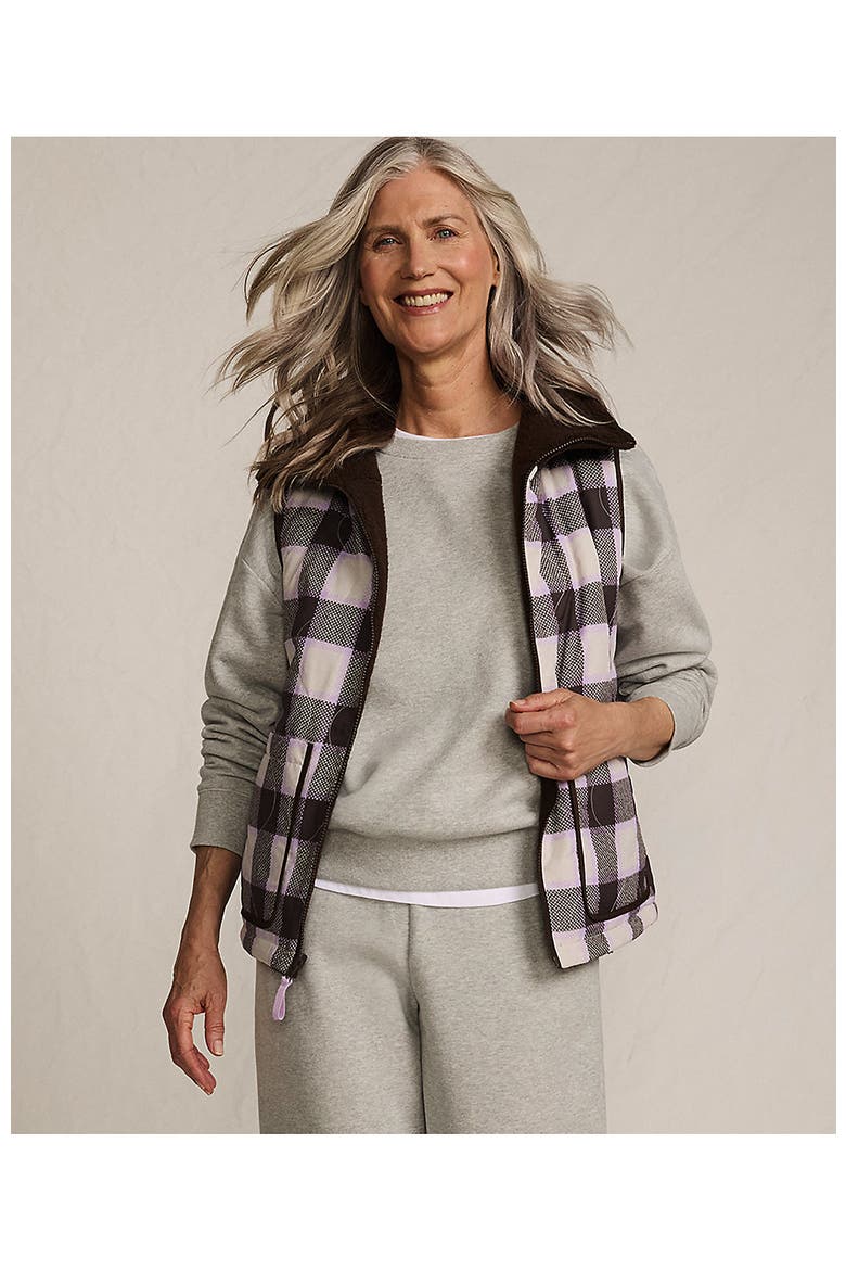 High Pile Fleece Reversible Mixed Media Vest, Alternate, color, Rich Coffee/Brown Check