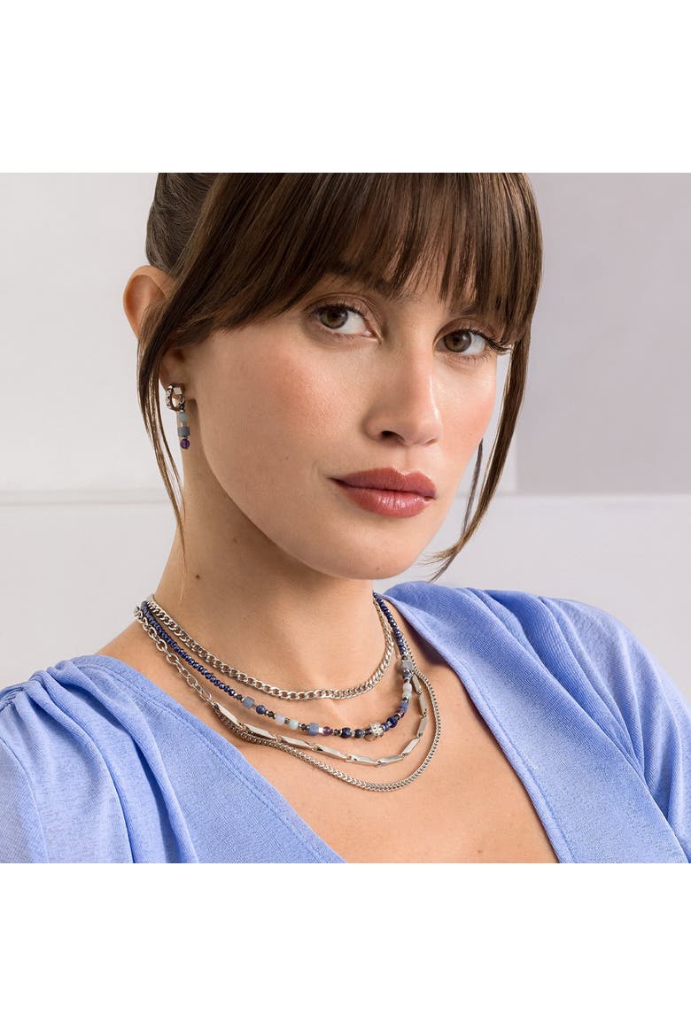 Shape Mix Spikes Necklace, Alternate, color, Blue Moon
