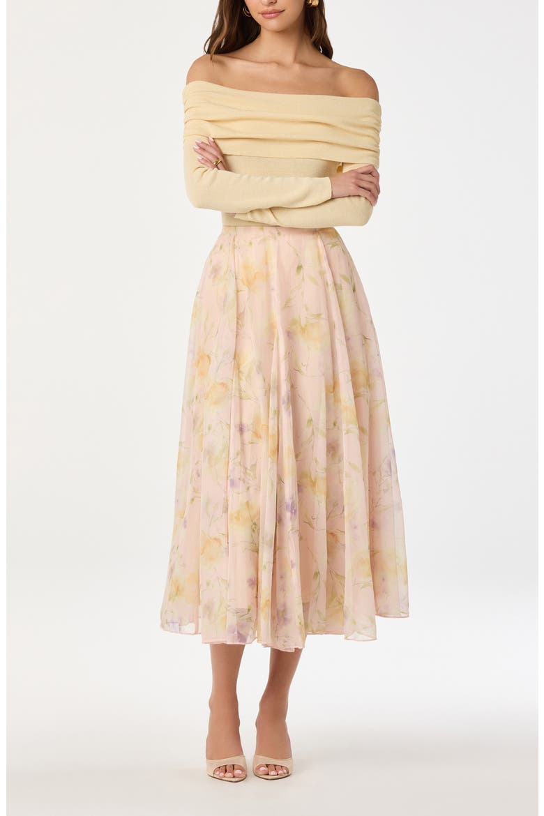 Fiori Chiffon Midi Skirt, Alternate, color, BLUSH FLORAL
