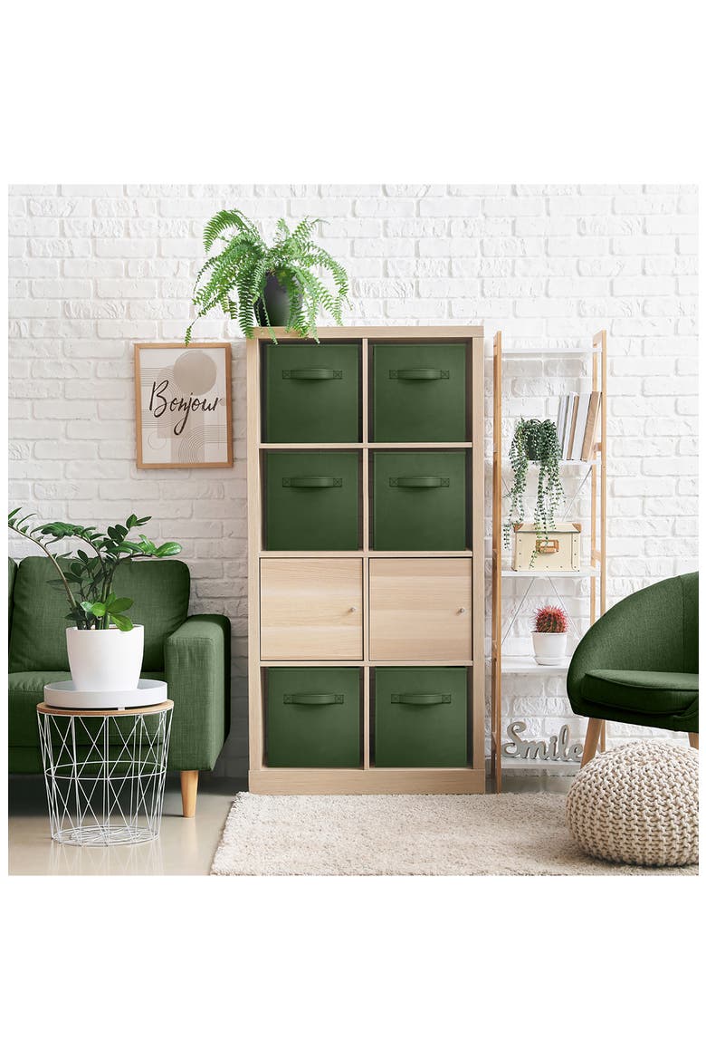 Set of 6 13-Inch Foldable Storage Cubes, Alternate, color, DARK GREEN