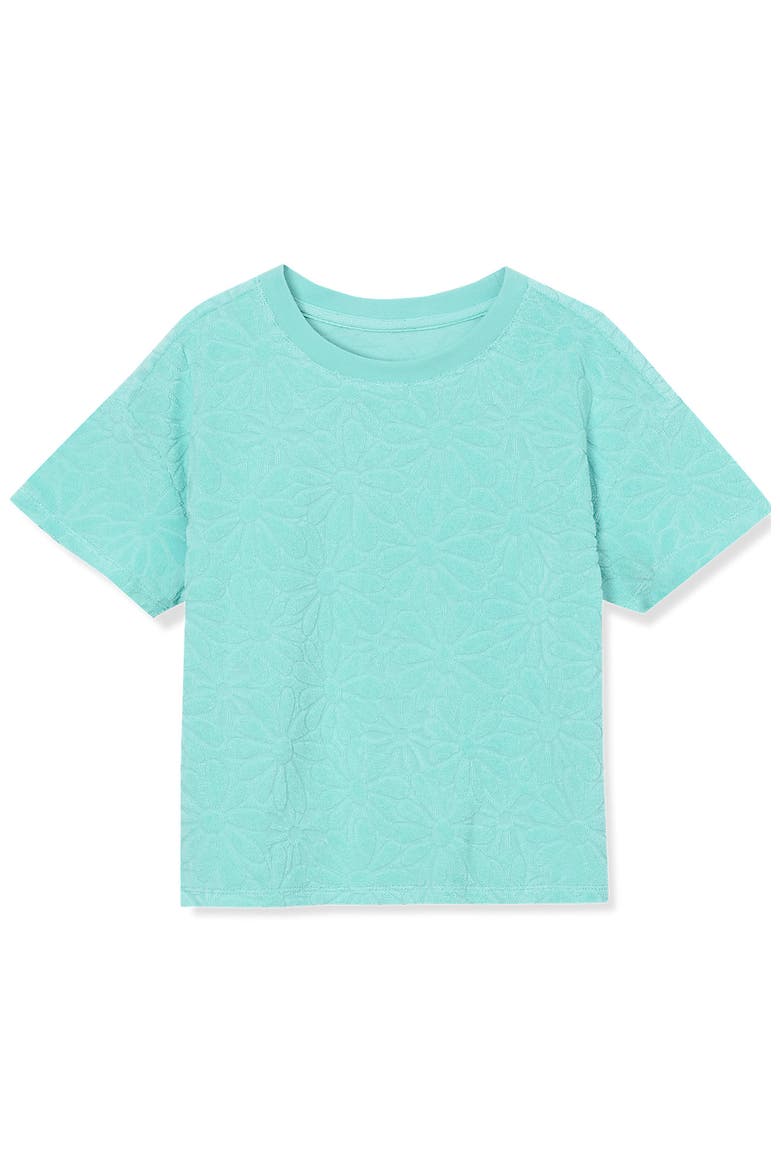 Girls Terry T-Shirt, Alternate, color, Baja Blue Daisies