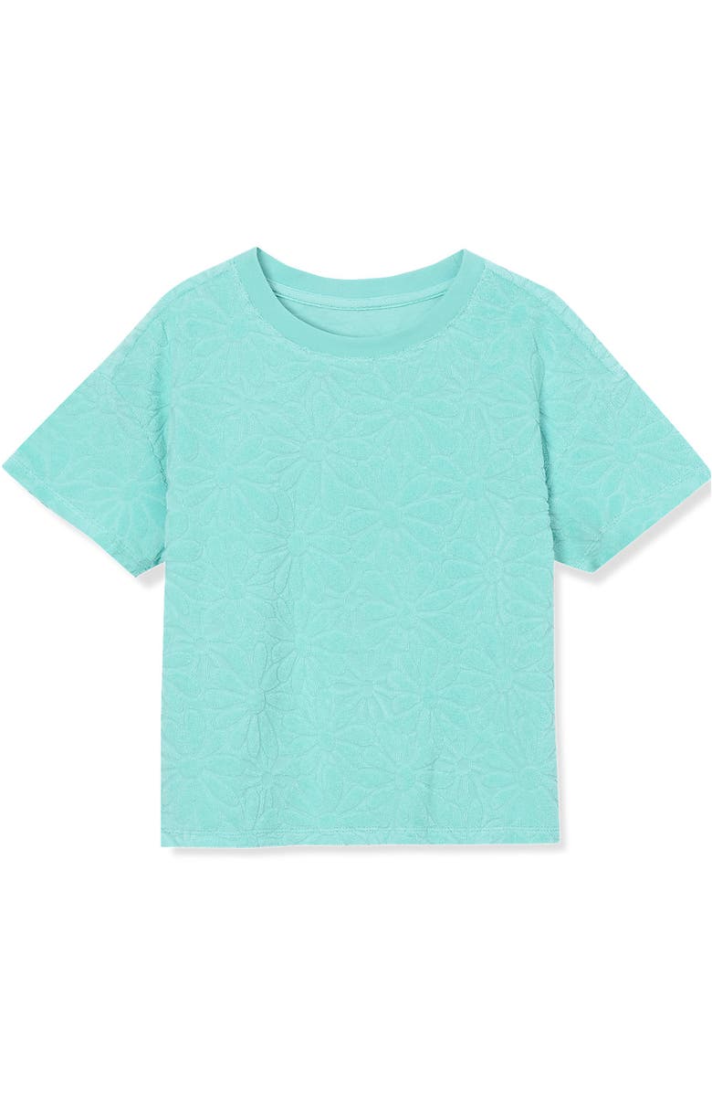 Lands' End Girls Terry T-Shirt, Alternate, color, Baja Blue Daisies