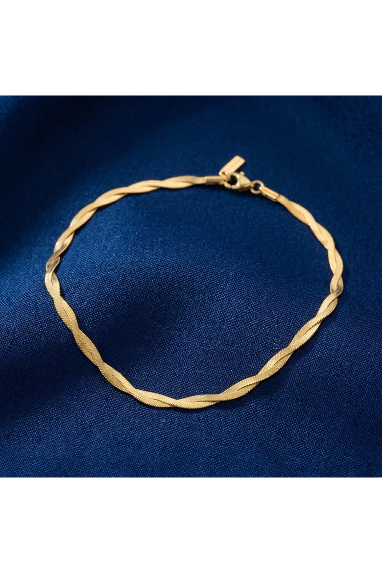Amina Anklet 18k Gold Plated 10" 6mm Total Width Herringbone Chain, Alternate, color, 18k Yellow Gold