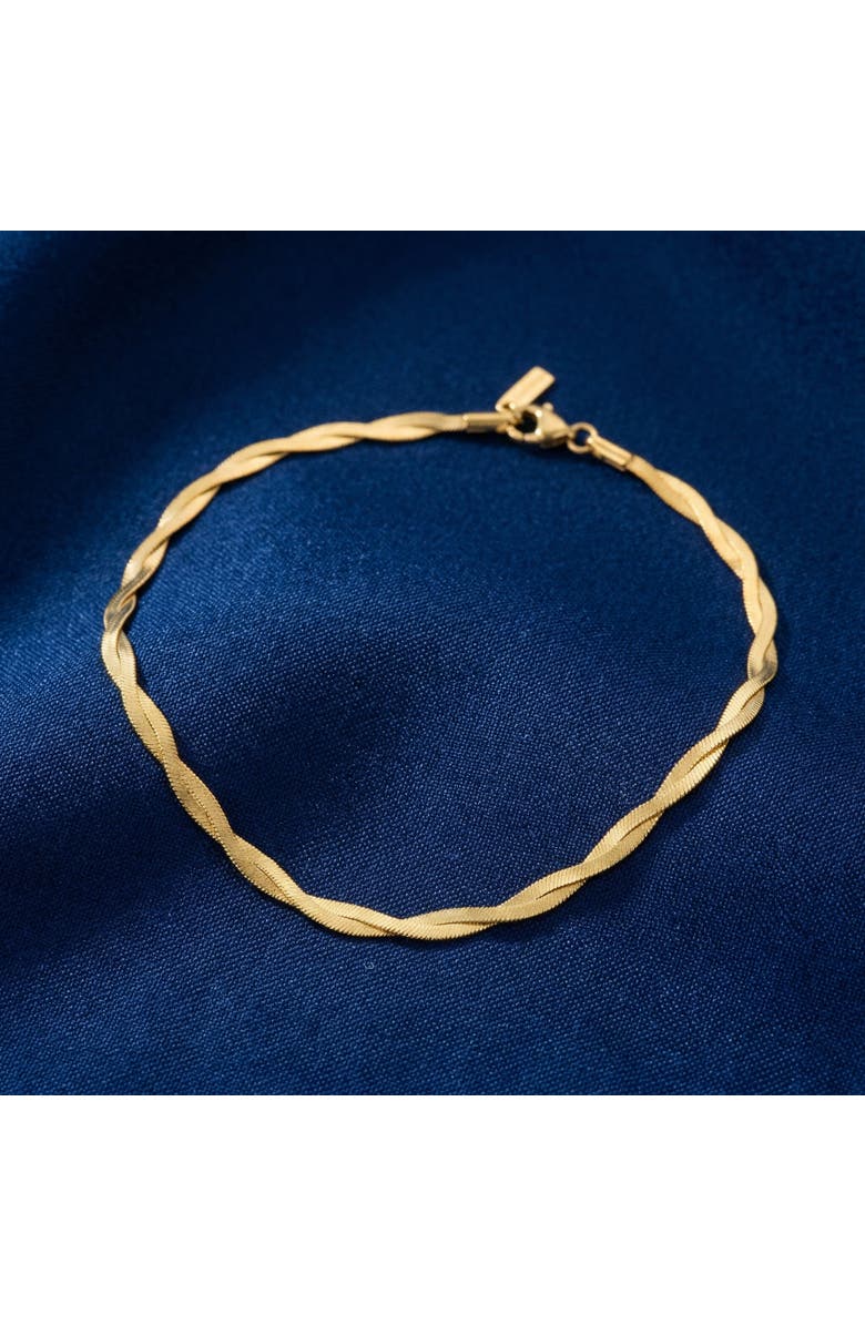 Bliss Diamond Amina Anklet 18k Gold Plated 10" 6mm Total Width Herringbone Chain, Alternate, color, 18K Yellow Gold