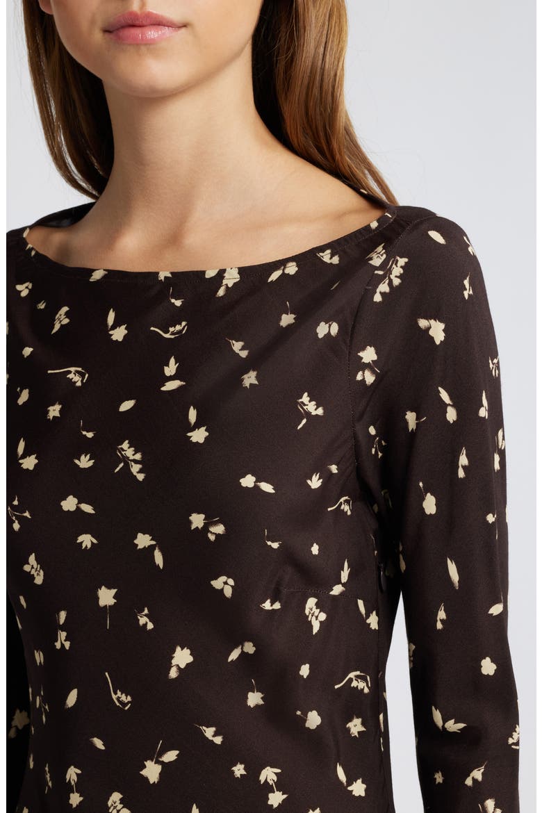 Lilou Floral Long Sleeve Jersey Maxi Dress, Alternate, color, CLOVER BROWN
