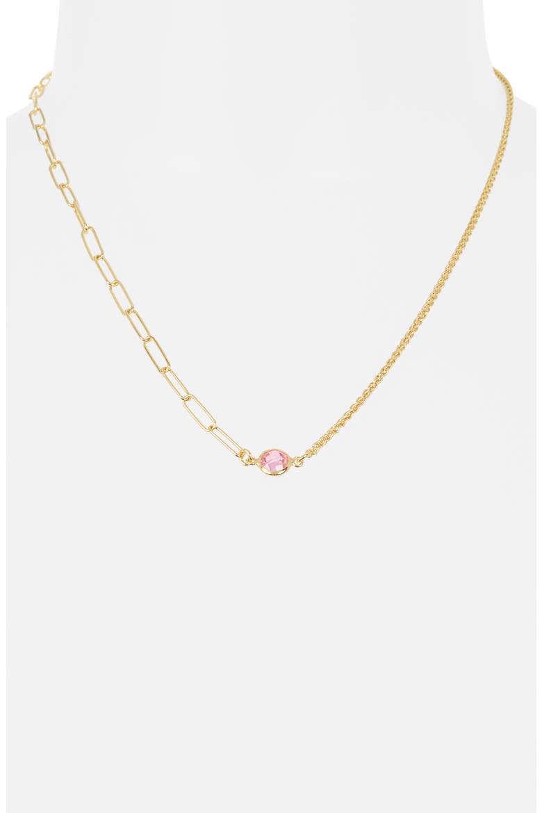 Mix Chain Oval Crystal Necklace, Alternate, color, GOLD/ PINK