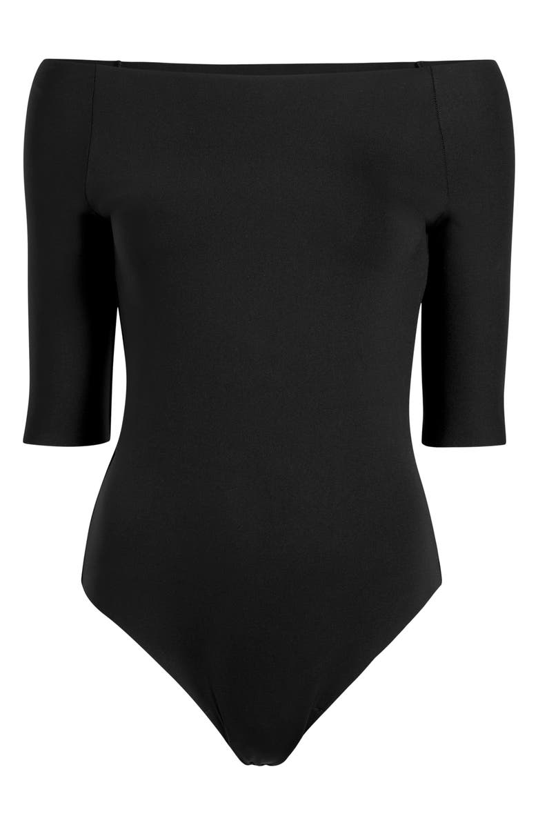 Commando Neoprene Boatneck Bodysuit, Alternate, color, Black