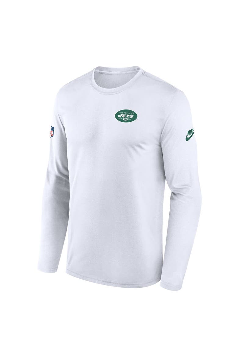 Men's Nike White New York Jets Legend Small Logo Performance Long Sleeve T-Shirt, Alternate, color, White
