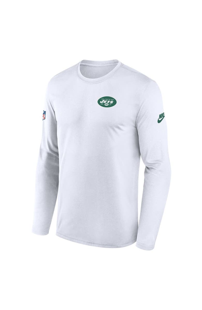 Nike Men's Nike White New York Jets Legend Small Logo Performance Long Sleeve T-Shirt, Alternate, color, White