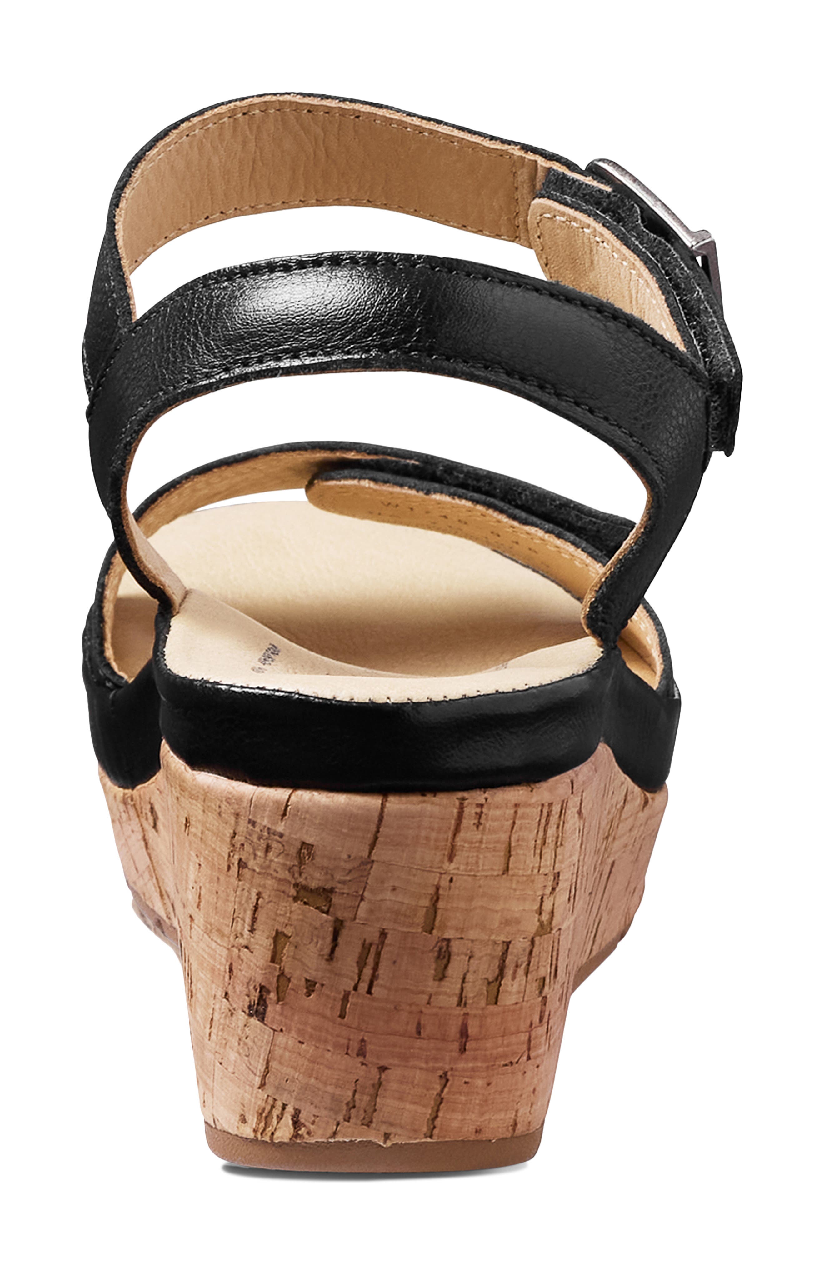 Samuel Hubbard Portola Two-Strap Wedge Sandal, Alternate, color, Black Leather/ Black Leather