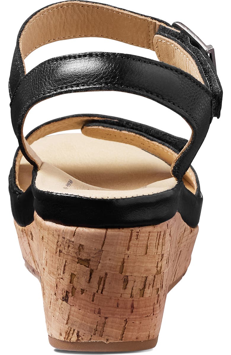 Samuel Hubbard Portola Two-Strap Wedge Sandal, Alternate, color, Black Leather/ Black Leather