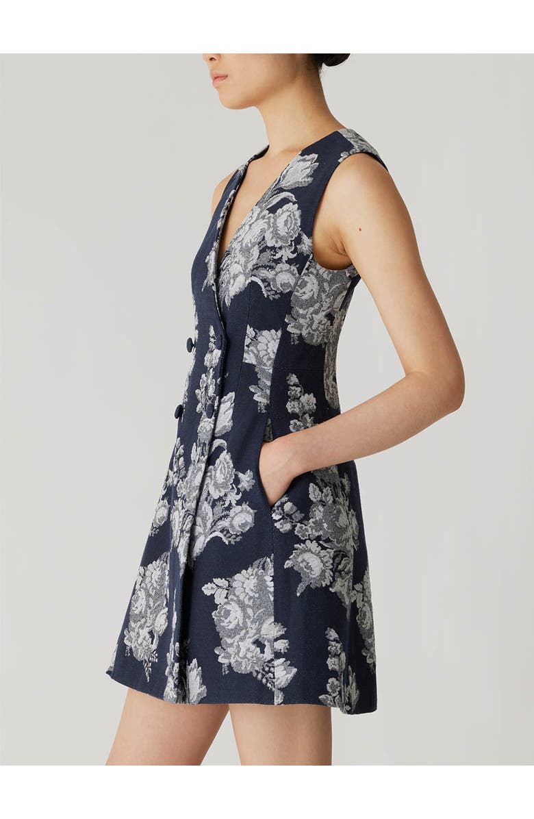 Rebecca Taylor Venice Toile Jacquard Double Breasted Mini Dress, Alternate, color, Indigo Combo