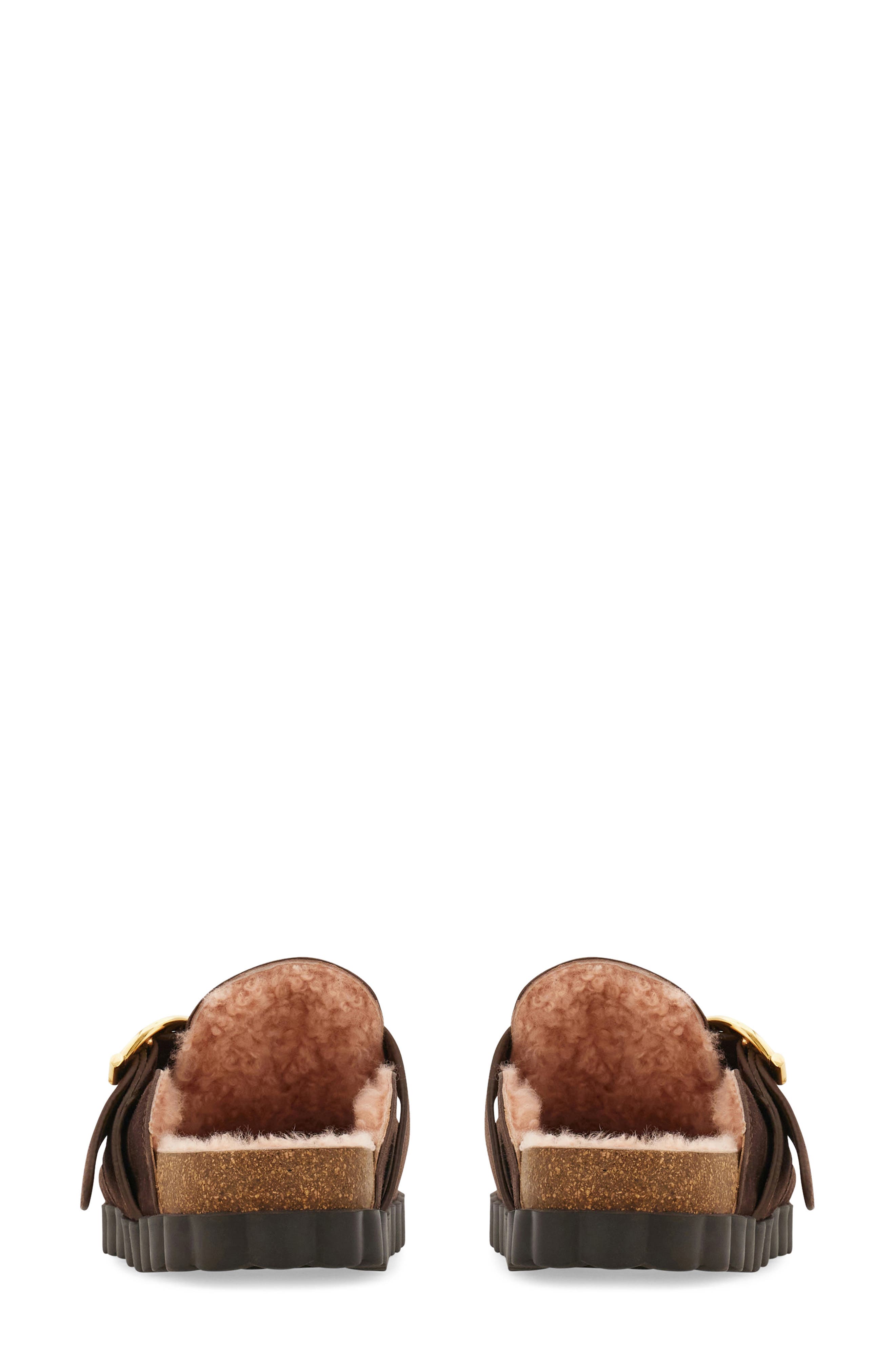 FERRAGAMO Zaida Genuine Shearling Lined Clog, Alternate, color, Testa Di Moro