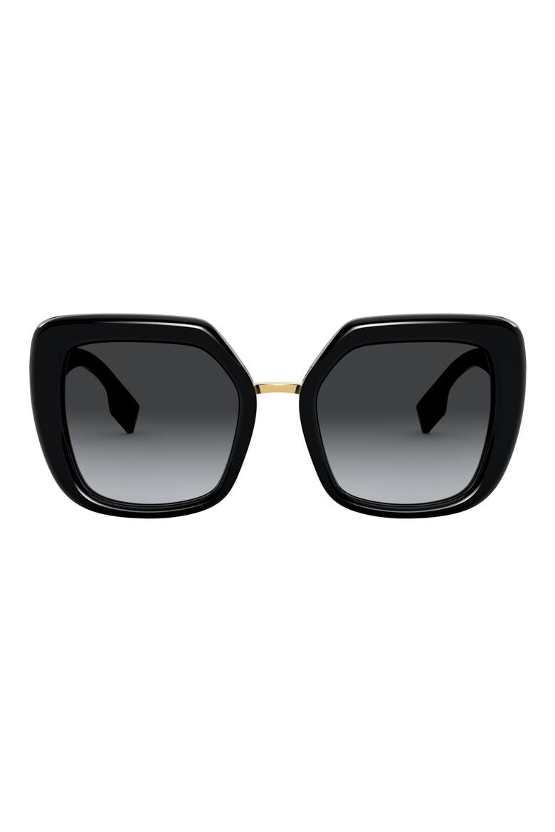 53mm Polarized Gradient Square Sunglasses, Alternate, color, BLACK/ GREY GRADIENT