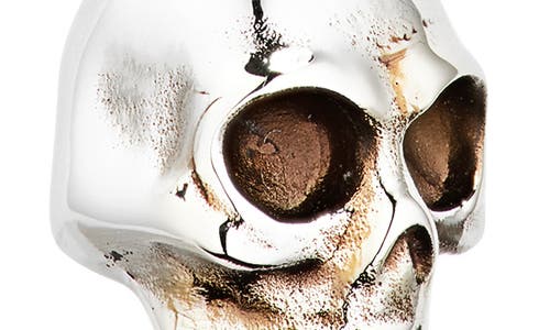 Alexander Mcqueen Mcqueen Skull Hoop Earring In Antique Silver