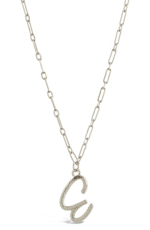 Textured Initial Charm Pendant Necklace