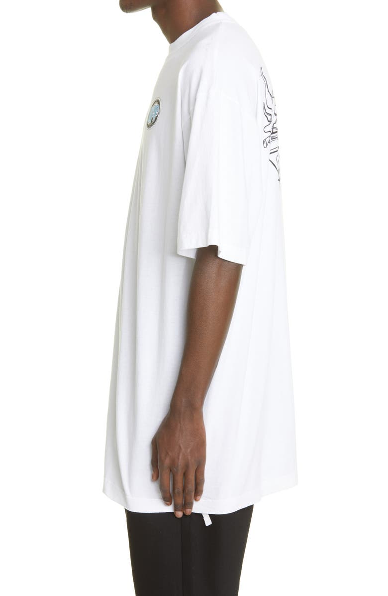 Off-White Men's DJ Play Extra Long Graphic Tee, Alternate, color,