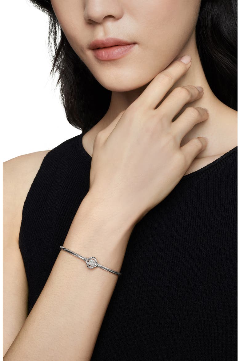 Infinity Bracelet in Sterling Silver with Diamonds, 3mm, Alternate, color, DIAMOND
