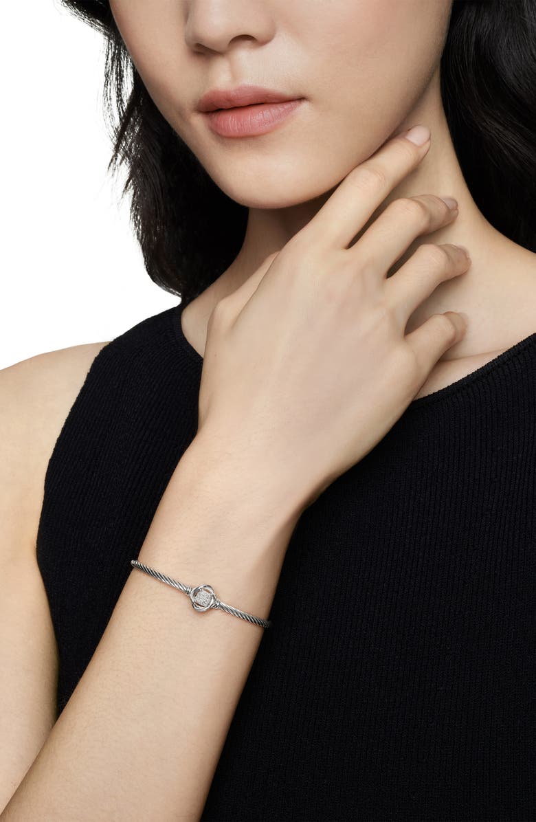 David Yurman Infinity Bracelet in Sterling Silver with Diamonds, 3mm, Alternate, color, 