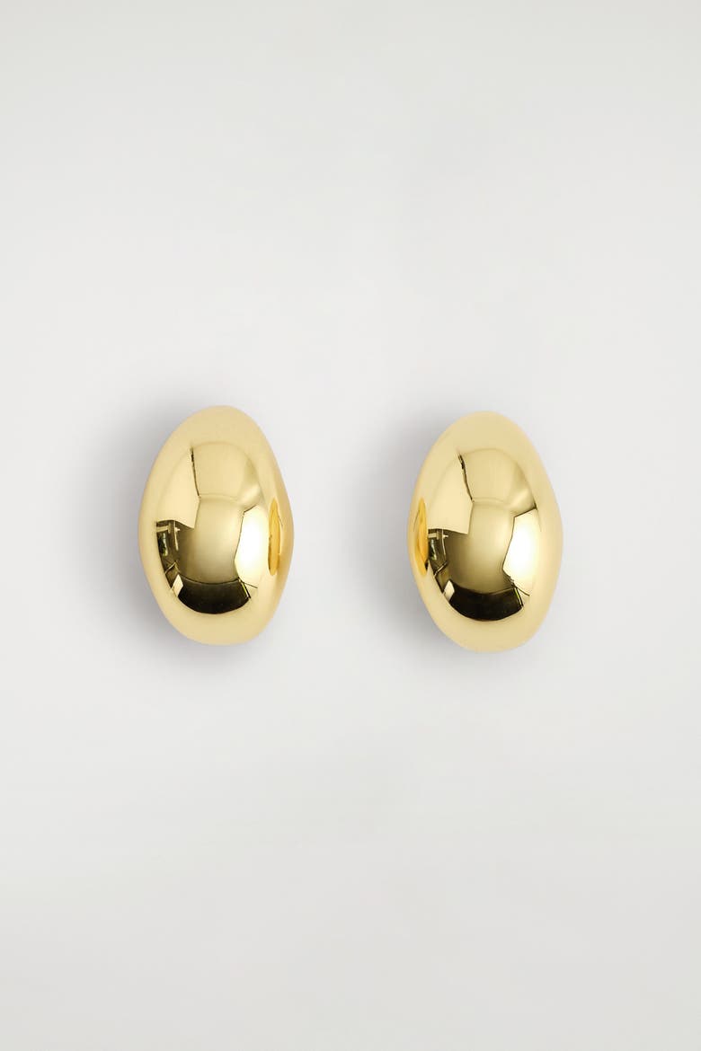 Curved Domed Earrings, Main, color, GOLD