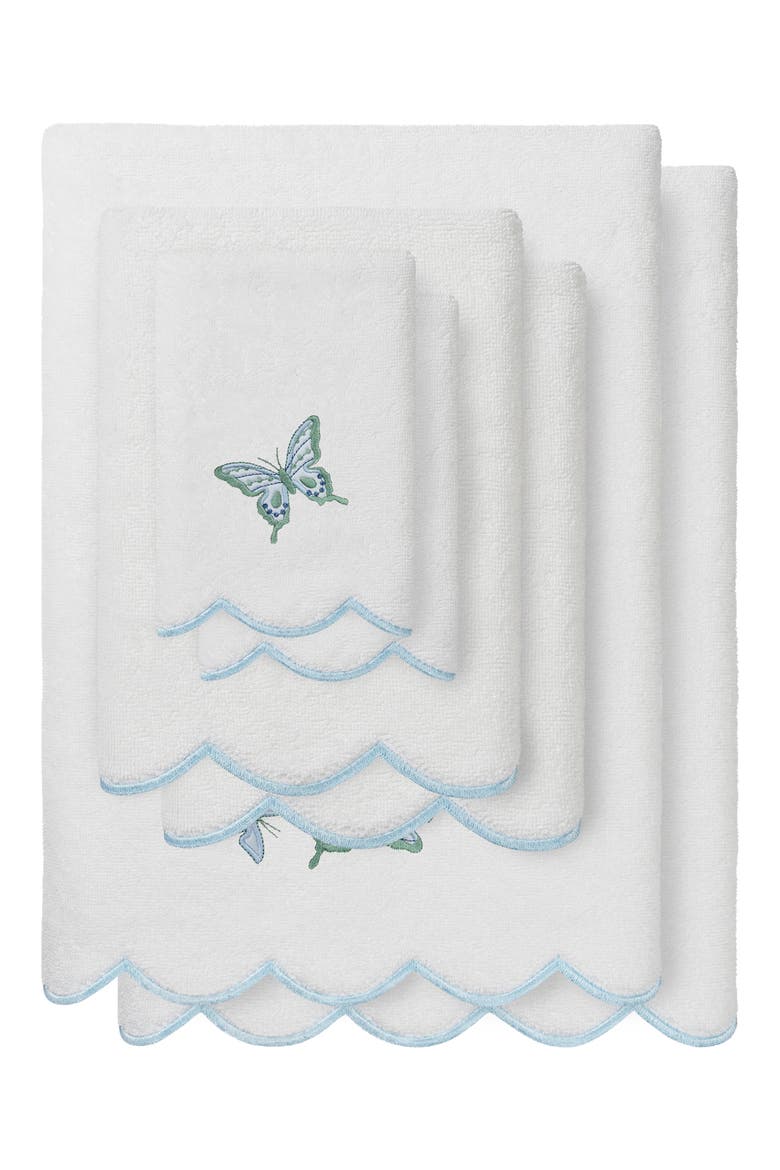 6-Piece Brittney Embroidered Turkish Cotton Towel Set, Main, color, WHITE/ BLUE