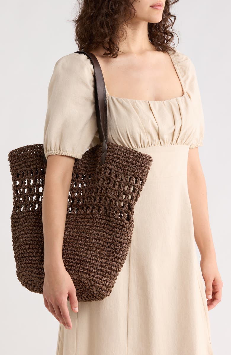 Collection XIIX Raffia Market Tote, Alternate, color, Chocolate