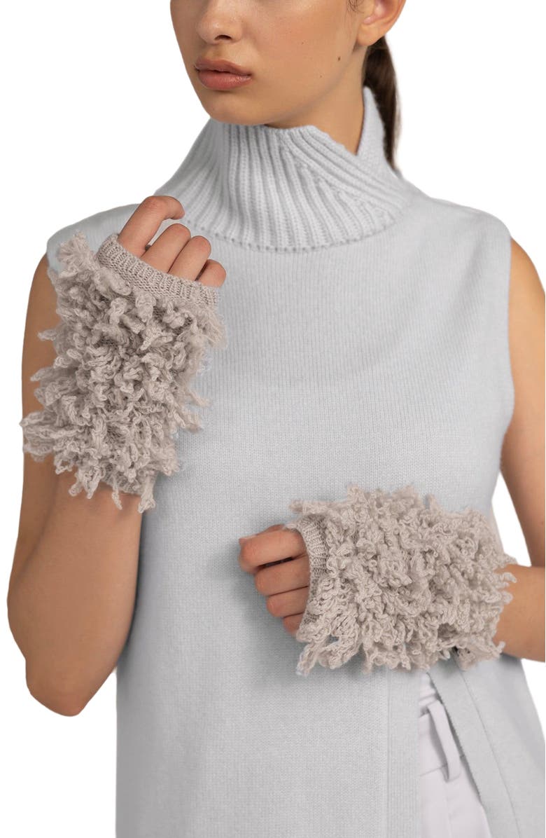 GOBI Mongolian Cashmere Loop-Stitch Cashmere Fingerless Gloves, Alternate, color, 