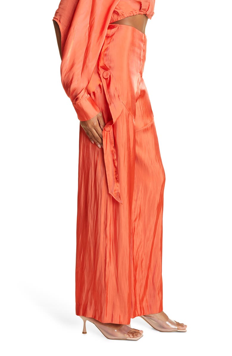 Cult Gaia Sinead Crushed Satin Wide Leg Pants, Alternate, color, 