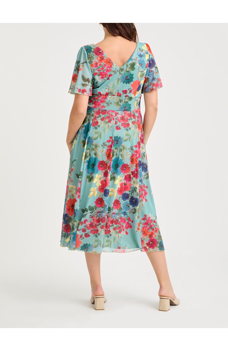 Scarlett & Jo Victoria Floral Angel Sleeve Midi Dress, Alternate, color, Soft Green Multi