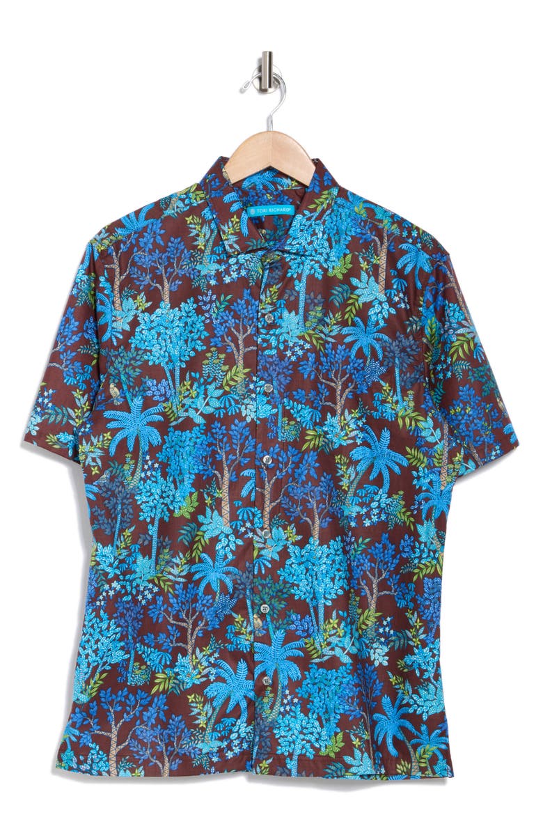 Tori Richard Threes Company Short Sleeve Shirt, Alternate, color, Chocolate