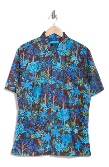 Tori Richard Threes Company Short Sleeve Shirt In Chocolate