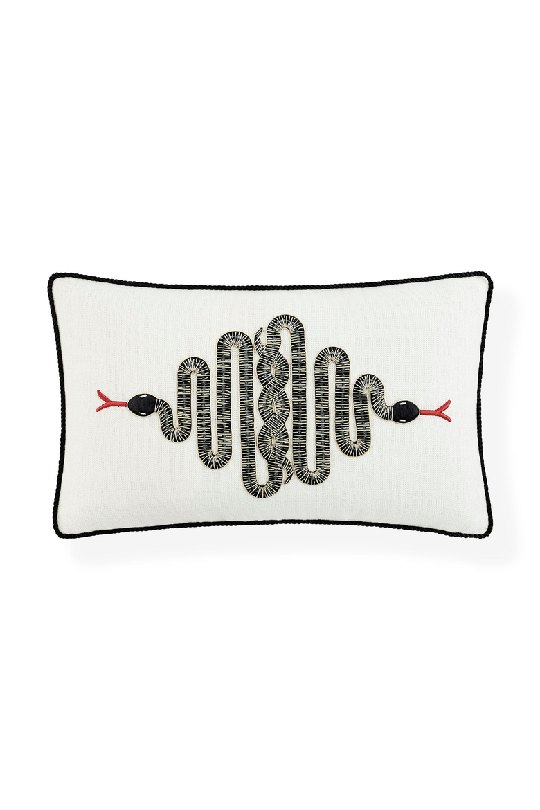 Snake Embroidered Pillow, Main, color, Ivory
