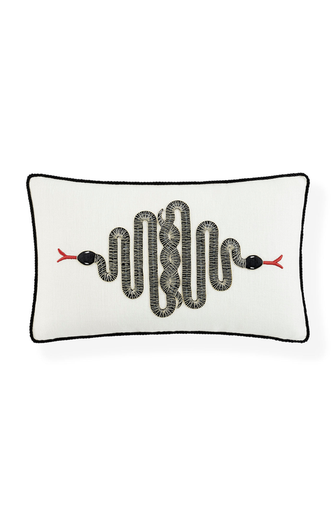 Snake Embroidered Pillow